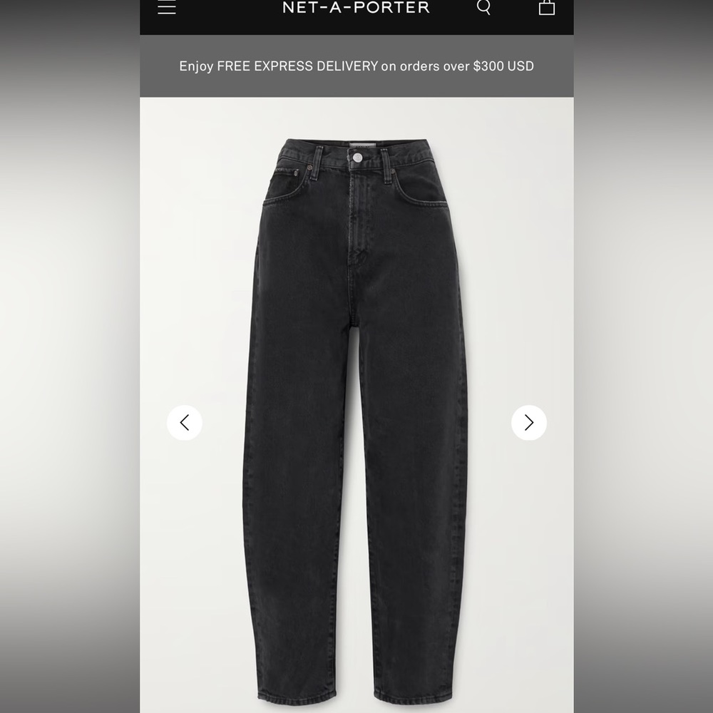 Agolde tapered balloon hem jeans - black size 24